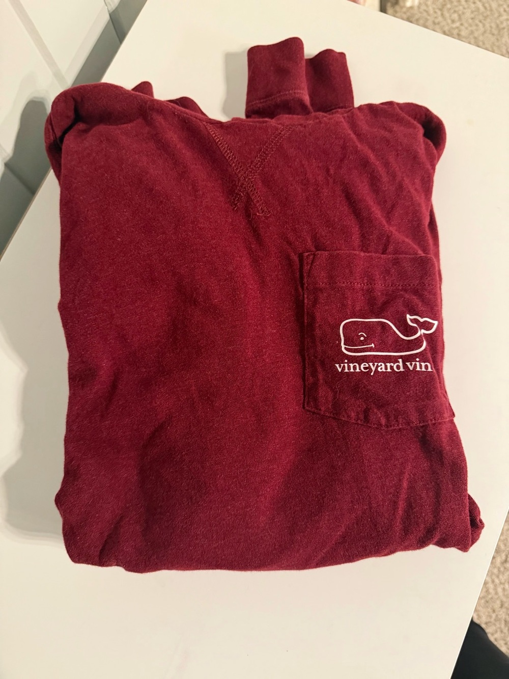 Vineyard Vines Maroon Long Sleeve Pocket Tee